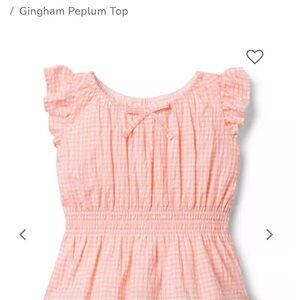 NWOT Janie and Jack Pink Gingham Peplum Top